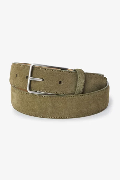 Ceinture en cuir su&egrave;de &agrave; boucle